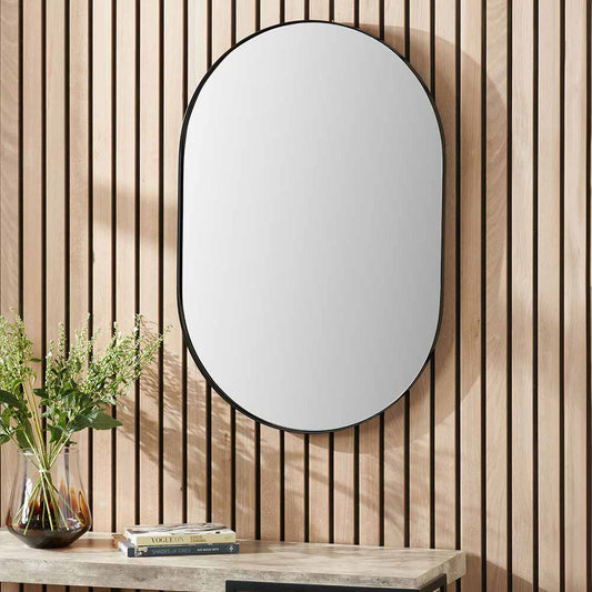 Metal Slim Frame Oval Wall Mirror