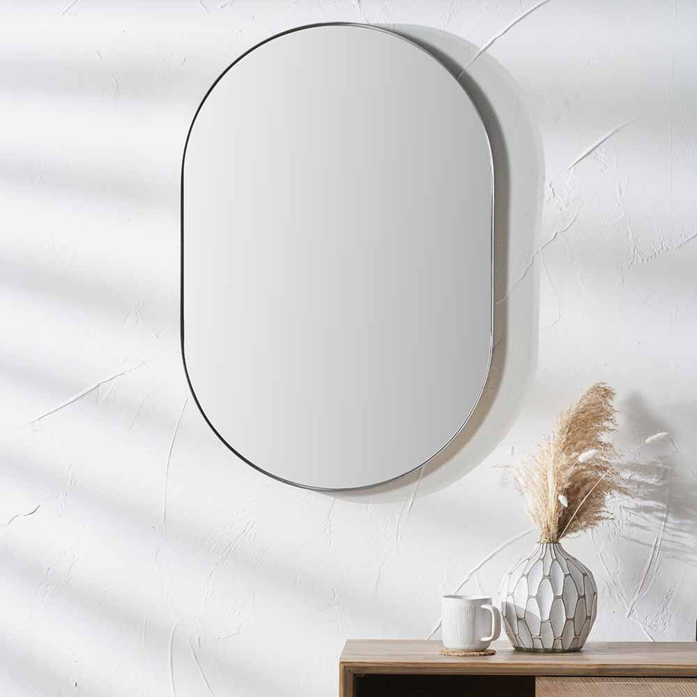 Metal Slim Frame Oval Wall Mirror