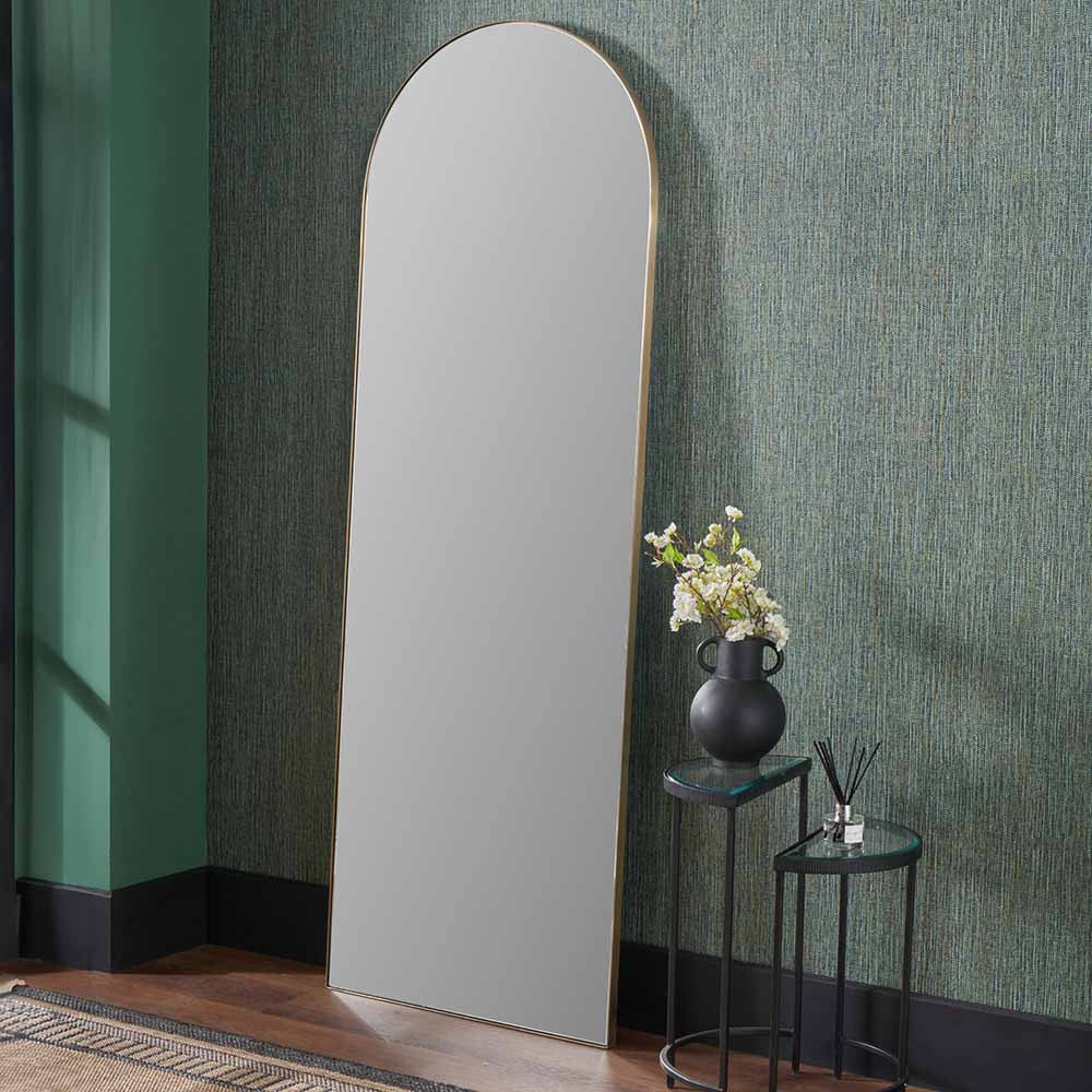 Metal Slim Frame Arch Floor Mirror
