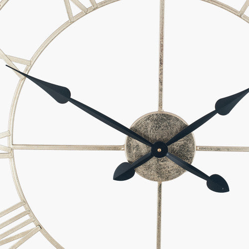 Pacific Antique Gold Metal Round Wall Clock Large