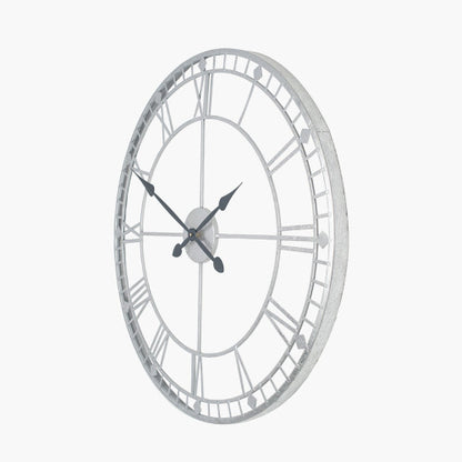 Pacific Antique Silver Metal Round Wall Clock Large