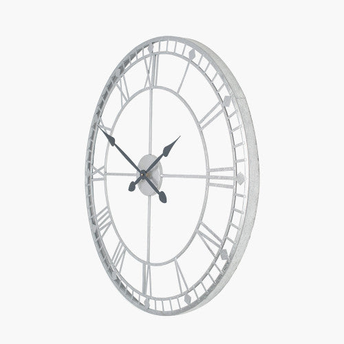 Pacific Antique Silver Metal Round Wall Clock Large