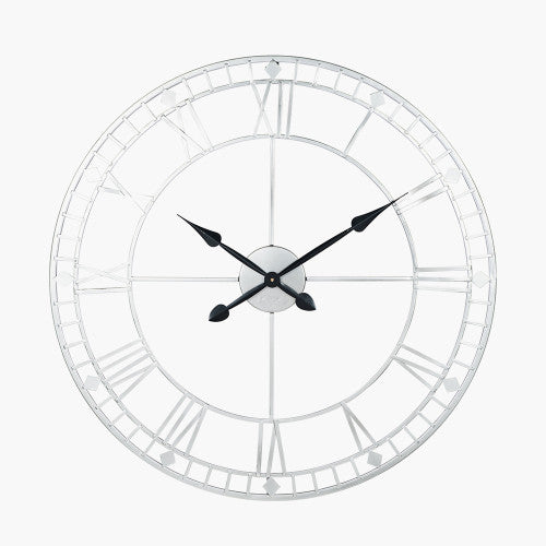 Pacific Antique Silver Metal Round Wall Clock Large