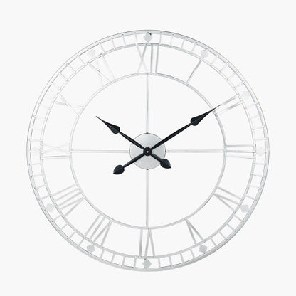 Pacific Antique Silver Metal Round Wall Clock Large