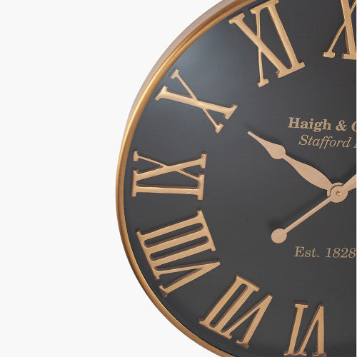 Pacific Antique Gold and Black Metal Wall Clock