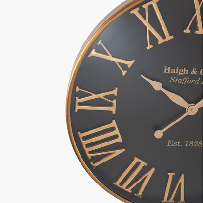 Pacific Antique Gold and Black Metal Wall Clock