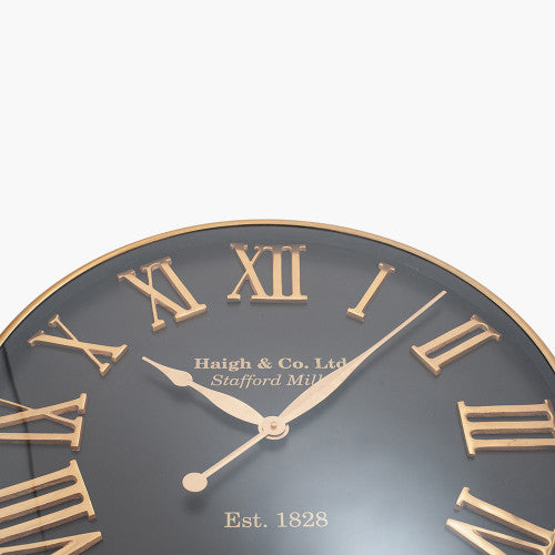Pacific Antique Gold and Black Metal Wall Clock