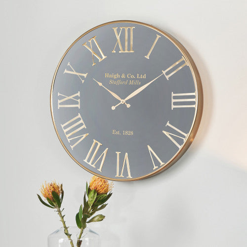 Pacific Antique Gold and Black Metal Wall Clock