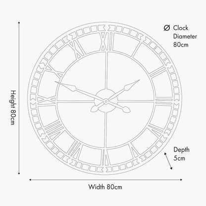 Large Black Metal Wall Clock