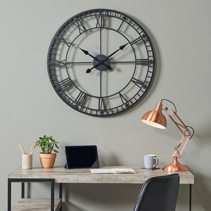 Large Black Metal Wall Clock