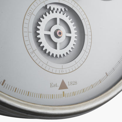 Pacific White and Silver Metal Working Cog Wall Clock