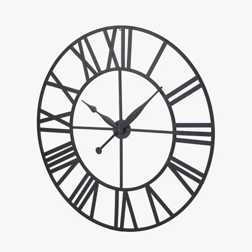 Pacific Black Metal Large Round Wall Clock