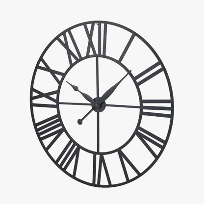 Pacific Black Metal Large Round Wall Clock
