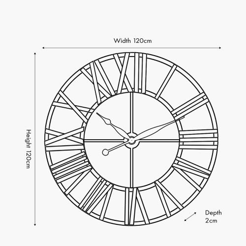 Pacific Black Metal Large Round Wall Clock