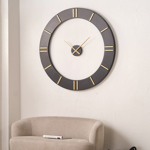 Pacific Black and Gold 2 Piece Open Wall Clock