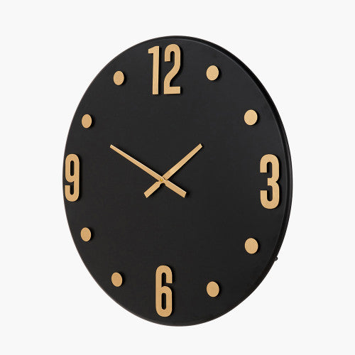 Pacific Black and Gold Metal Retro Wall Clock