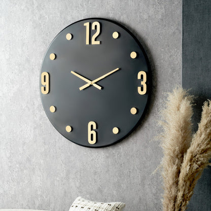 Pacific Black and Gold Metal Retro Wall Clock