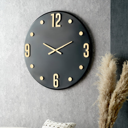Pacific Black and Gold Metal Retro Wall Clock