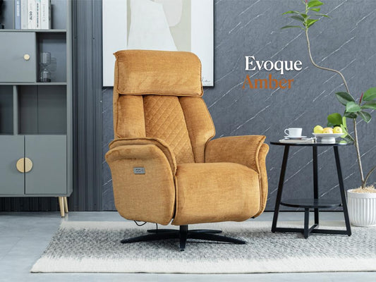 Evoque Swivel Electric Armchair in Amber (Dual Motor)