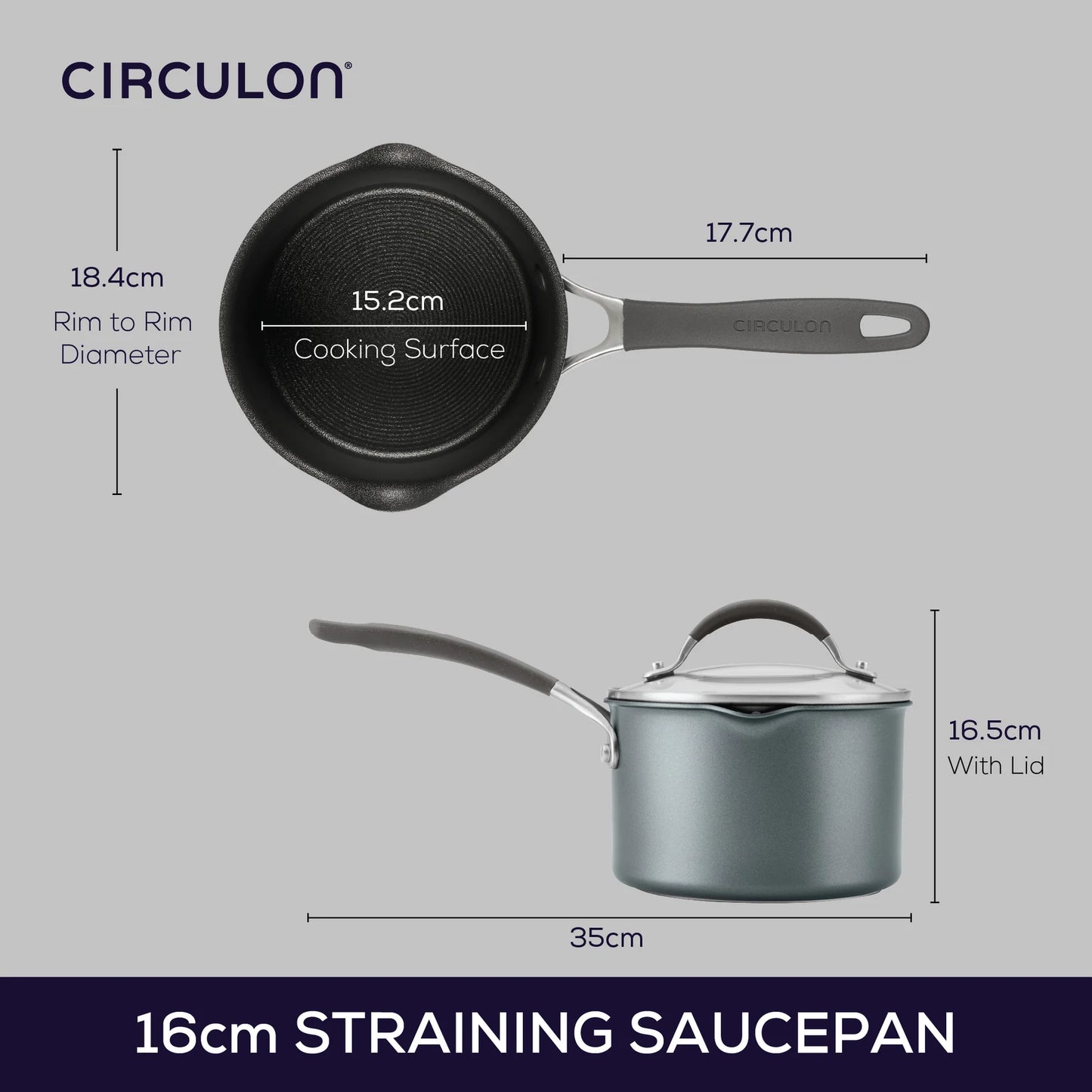 Circulon ScratchDefense A1 Series Extreme Non-Stick Straining Saucepan & Lid
