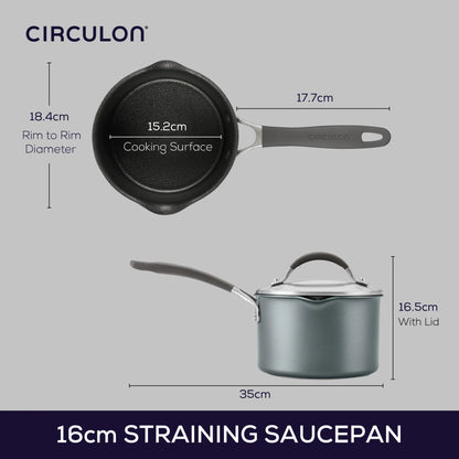 Circulon ScratchDefense A1 Series Extreme Non-Stick Straining Saucepan & Lid