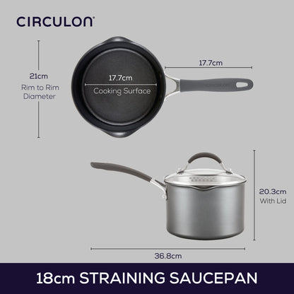 Circulon ScratchDefense A1 Series Extreme Non-Stick Straining Saucepan & Lid