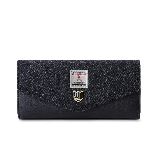 Islander Black Herringbone Large Clasp Purse
