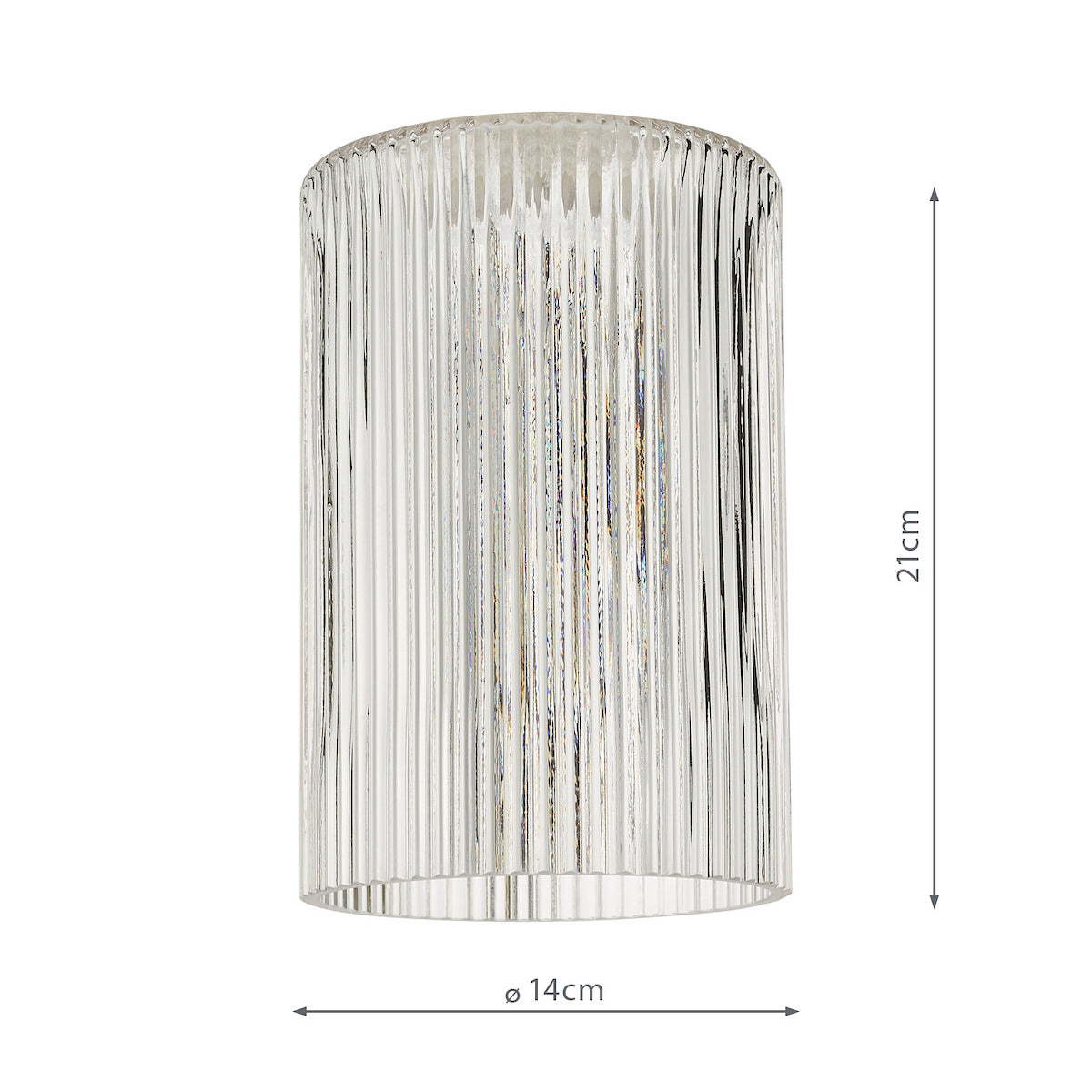 Dar Accessory Easy Fit Cylinder Ribbed Glass Shade