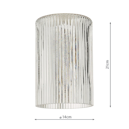 Dar Accessory Easy Fit Cylinder Ribbed Glass Shade