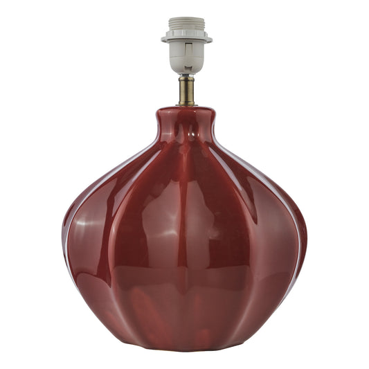 Dar Amrita Ceramic Table Lamp Red and Antique Brass Base Only