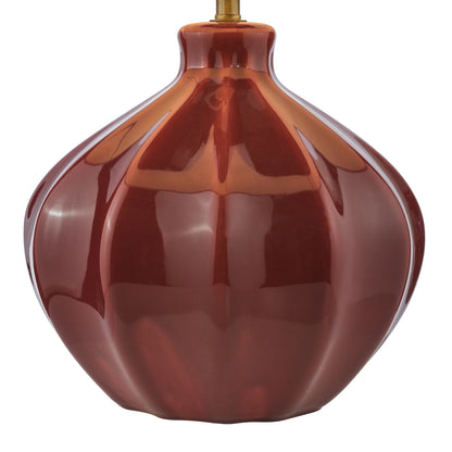 Dar Amrita Ceramic Table Lamp Red and Antique Brass Base Only