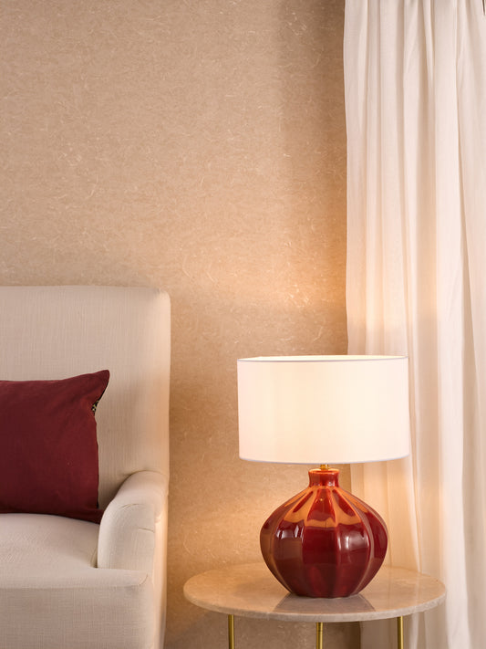 Dar Amrita Ceramic Table Lamp Red and Antique Brass Base Only