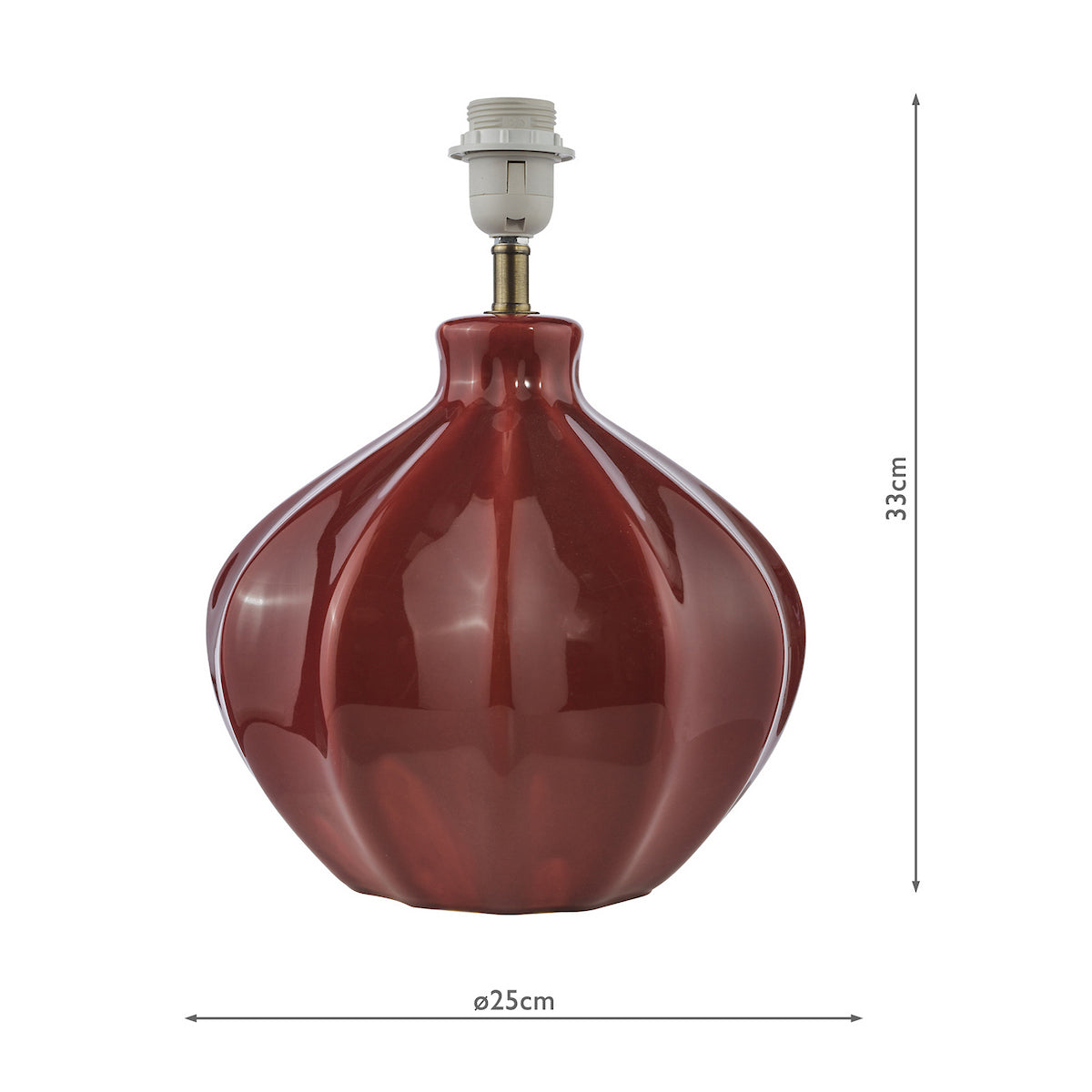 Dar Amrita Ceramic Table Lamp Red and Antique Brass Base Only