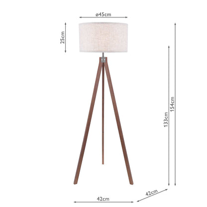 Dar Armitage Tripod Floor Lamp Dark Wood With Shade
