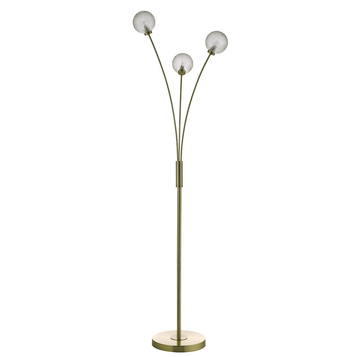 Dar Avari 3 Light Floor Lamp Satin Brass Glass