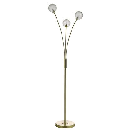 Dar Avari 3 Light Floor Lamp Satin Brass Glass