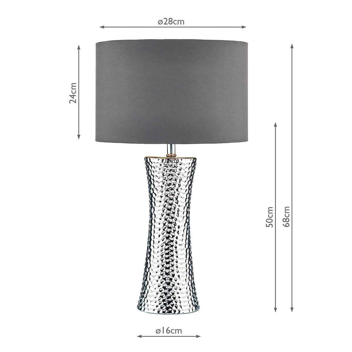 Dar Bokara Grey Faux Silk Satin Drum Shade 38cm