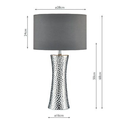 Dar Bokara Grey Faux Silk Satin Drum Shade 38cm