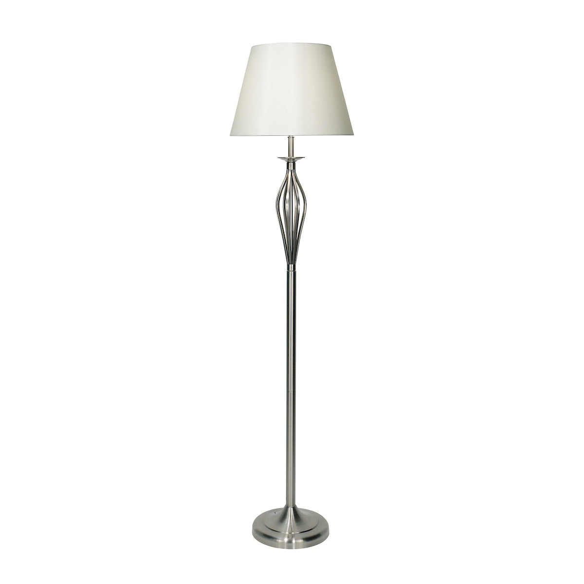 Dar Bybliss Floor Lamp Satin Chrome With Shade