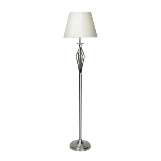 Dar Bybliss Floor Lamp Satin Chrome With Shade