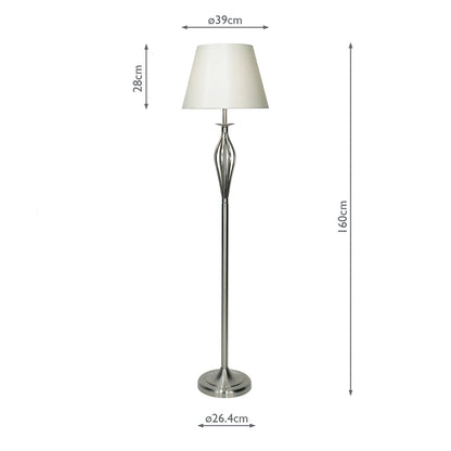 Dar Bybliss Floor Lamp Satin Chrome With Shade