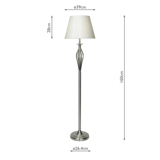 Dar Bybliss Floor Lamp Satin Chrome With Shade