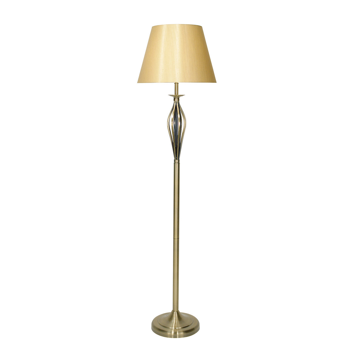 Dar Bybliss Floor Lamp Antique Brass With Shade