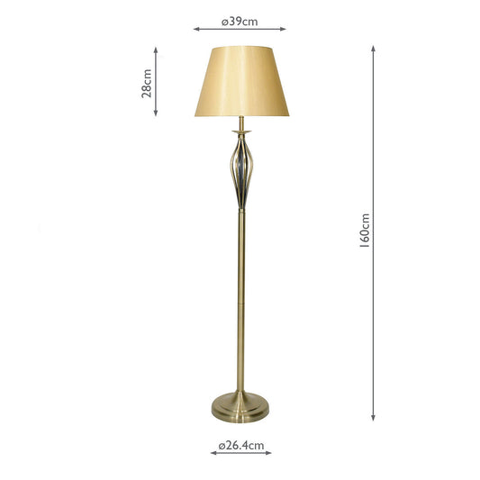 Dar Bybliss Floor Lamp Antique Brass With Shade