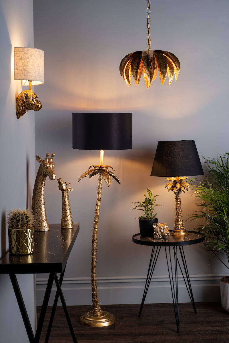 Dar Coco Floor Lamp Antique Gold With Shade