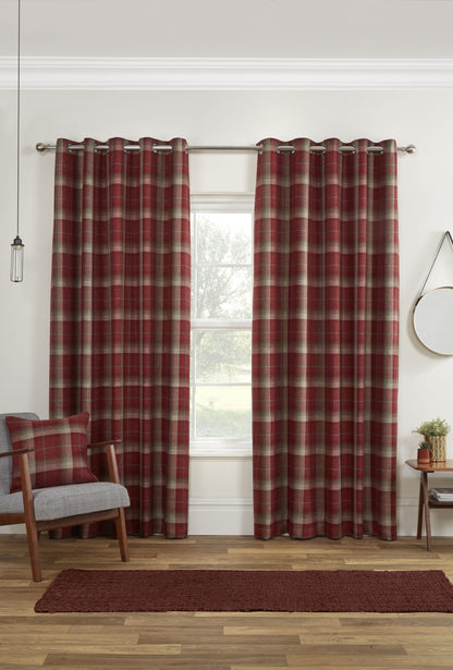 Style Carnoustie Red Ready Made Curtains