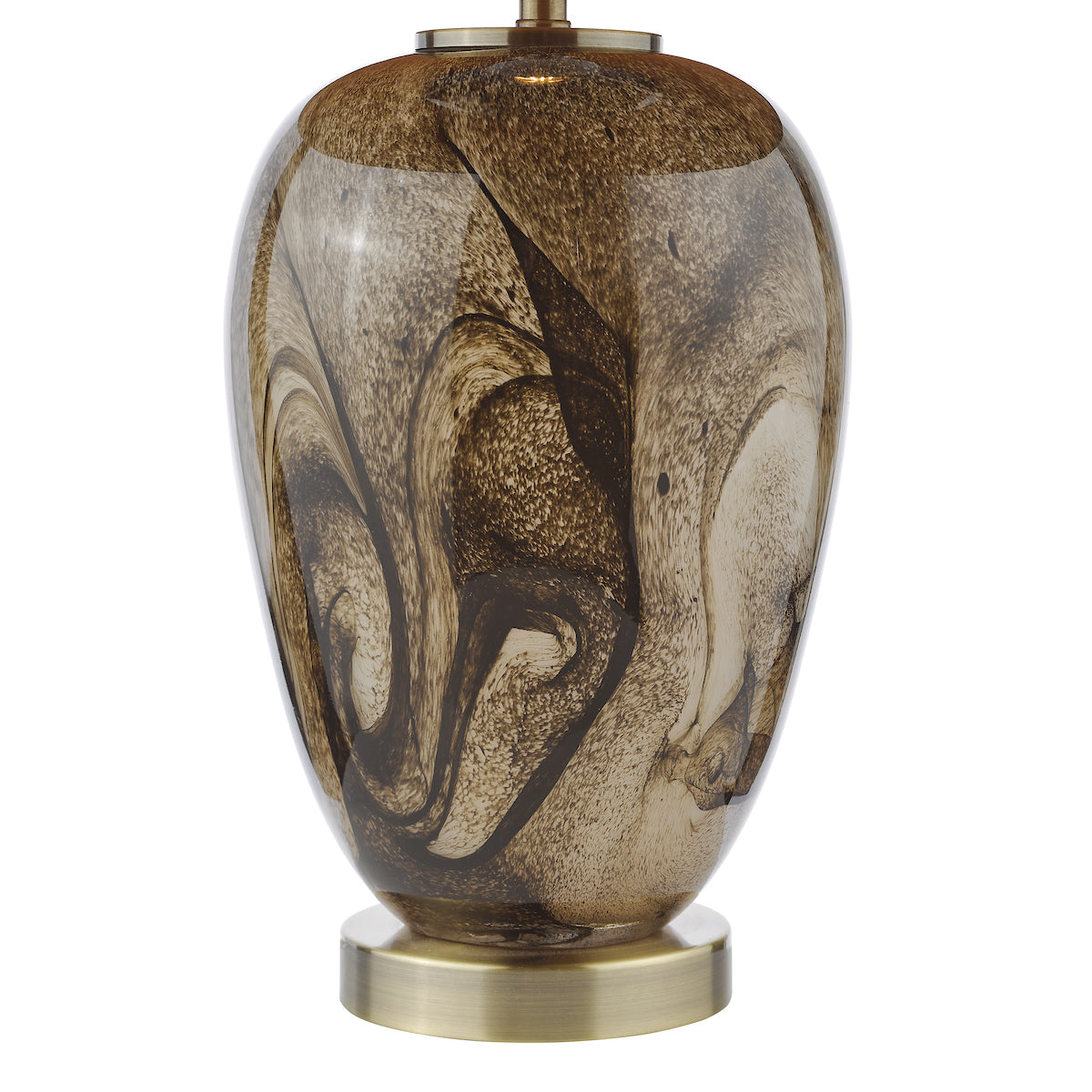 Dar Egas Table Lamp Brown Marble Effect Glass and Antique Brass With Shade