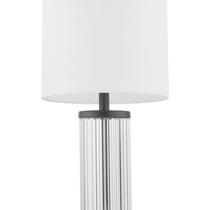 Dar Enrico Rechargeable Table Lamp Satin Black and Glass With Shade LED