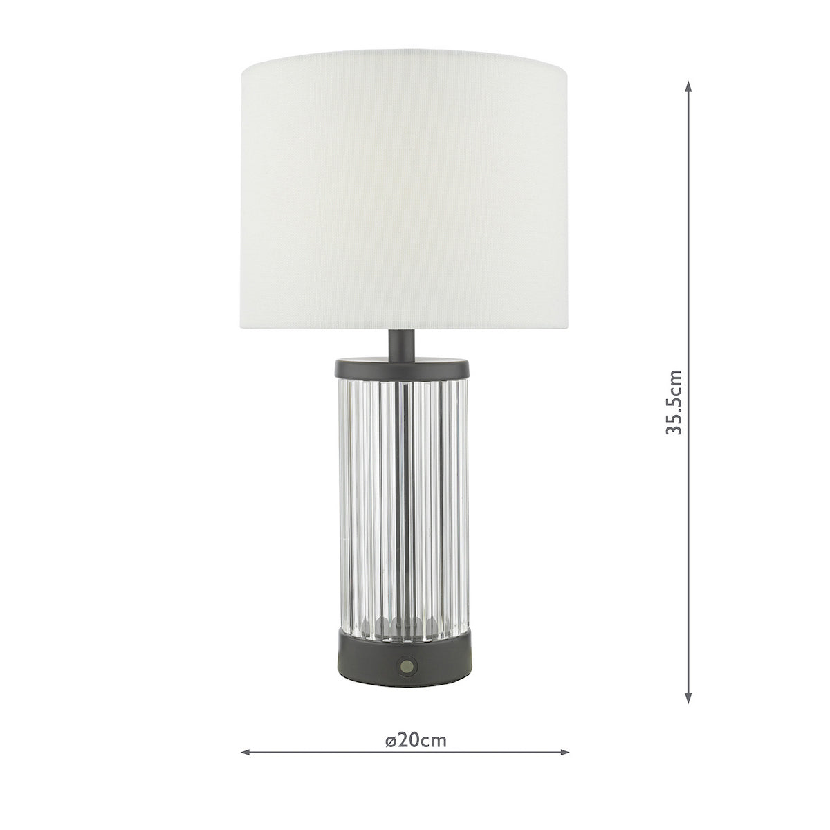 Dar Enrico Rechargeable Table Lamp Satin Black and Glass With Shade LED