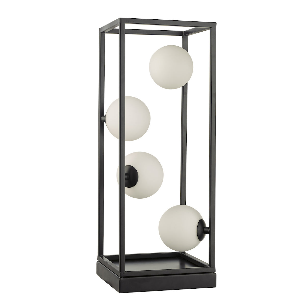 Dar Ensio 4 Light Table Lamp Matt Black & Opal Glass